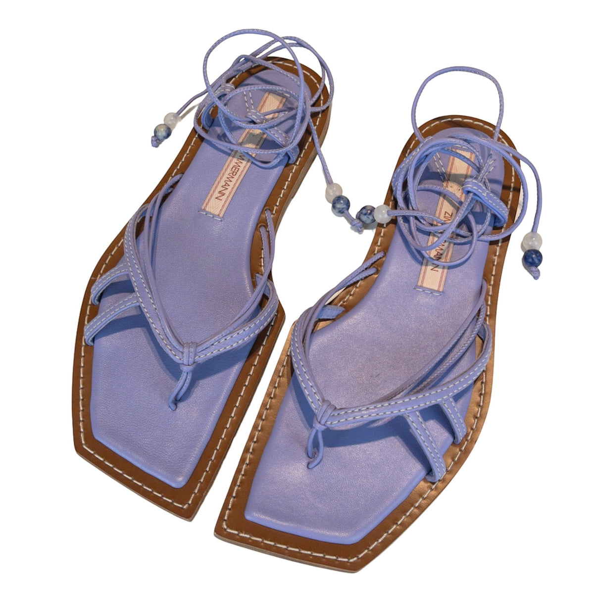 Zimmermann Flat Sandals Skinny Strap Tie Lilac Size EU 38