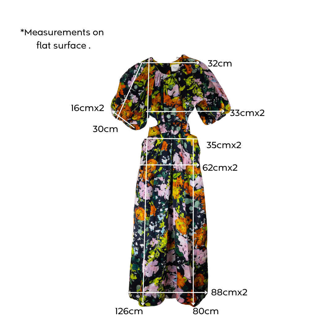 Aje Mimosa Cut Out Midi Dress Midnight Floral Size AU4