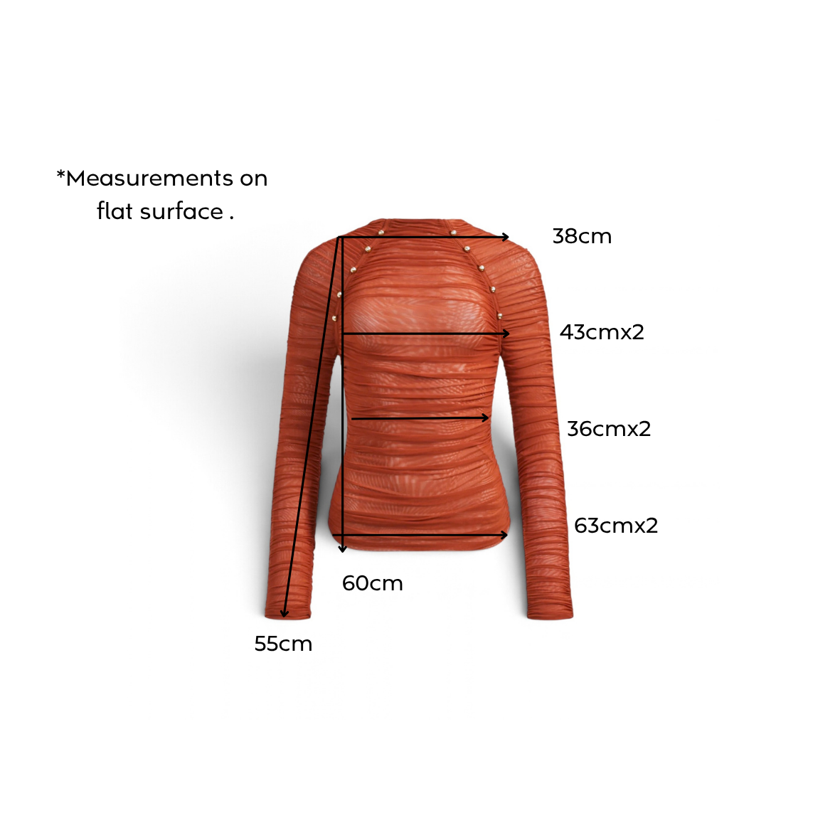 Aje Carline Gathered Mesh Top Burnt Orange Size L