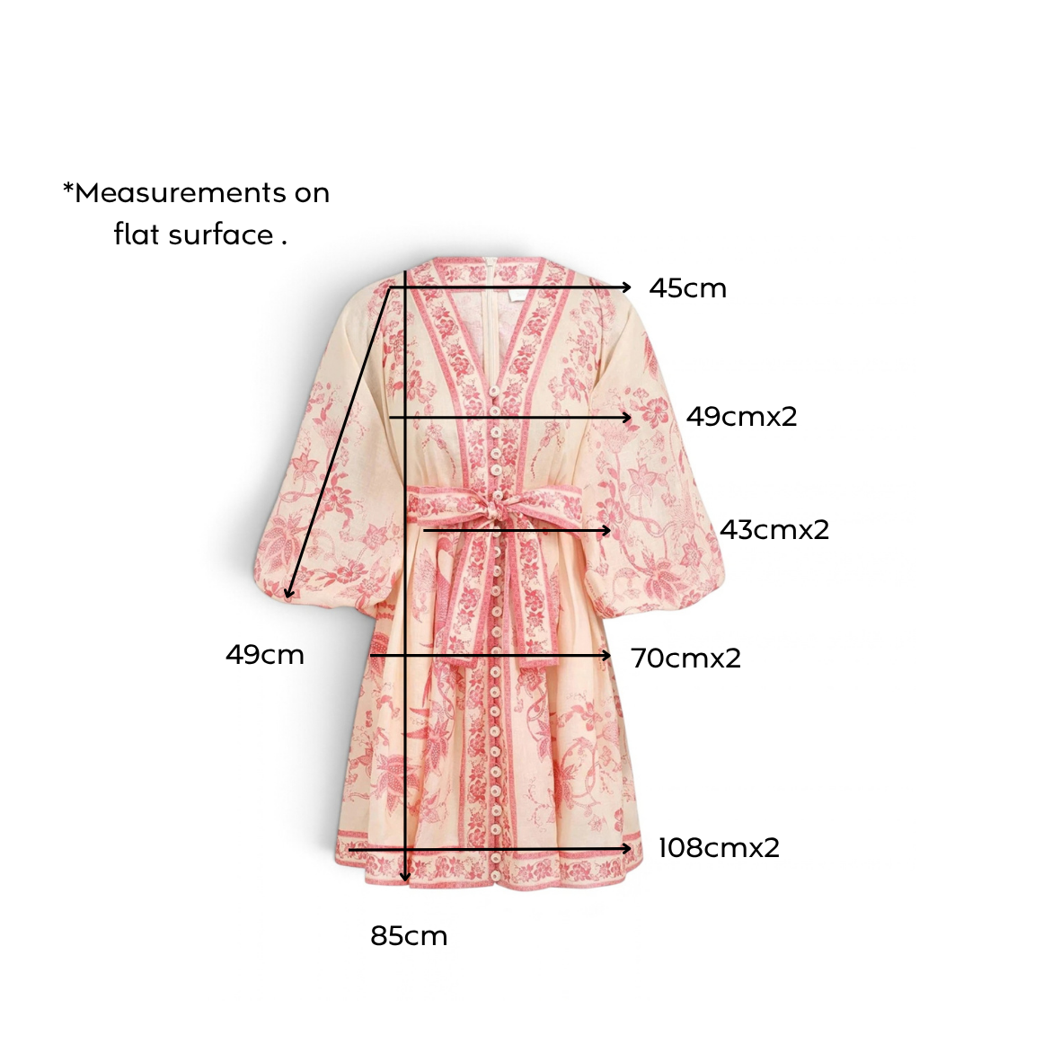 Zimmermann Lucky Plunge Mini Dress Cream Pink Floral Size 3 Pre-Loved