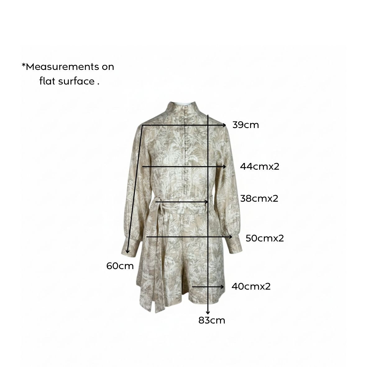 Witchery Palm Print Linen Playsuit Neutral Size AU8 Pre-loved