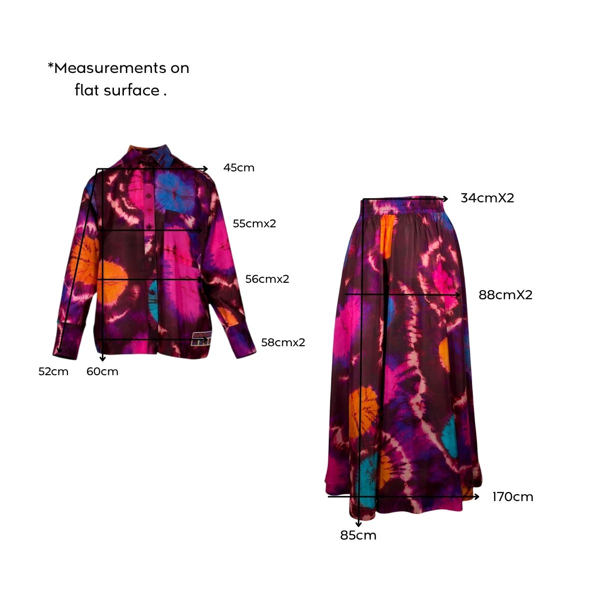 Zimmermann Acadian Relaxed Silk Shirt and Midi Skirt Set Tie Dye Multi Shirt Size0 /AU8 Skirt Size1 /AU10 Pre-Loved