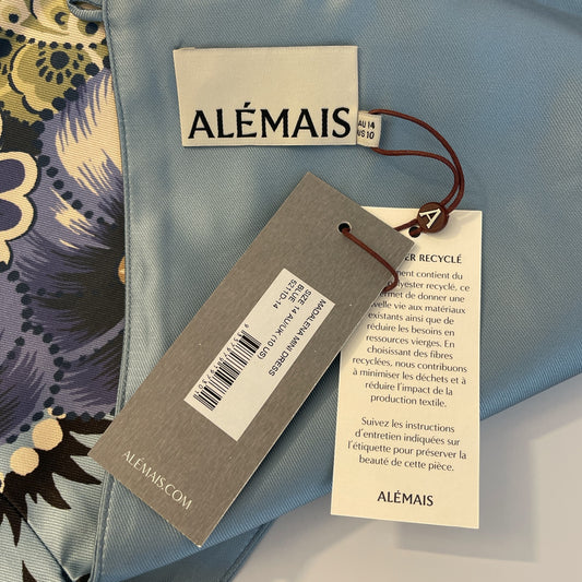 Alémais Madalena Mini Dress Blue Floral Size AU14