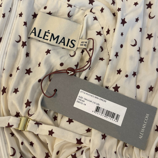 Alémais Etta Ruched Mini Dress Cream Size AU14