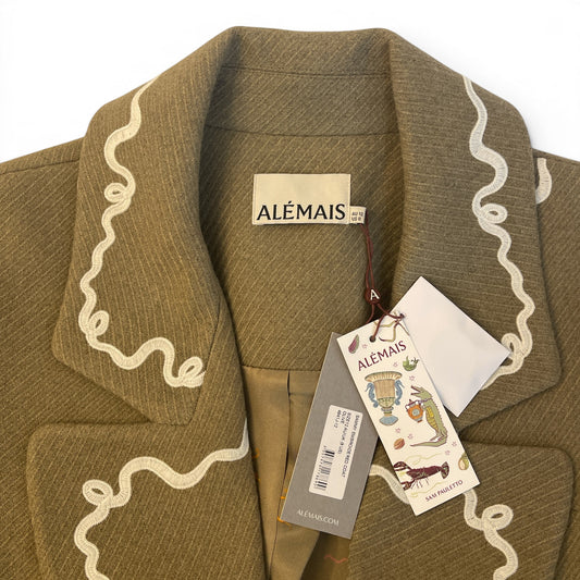 Alémais Sammy Embroidered Coat Olive Size AU12