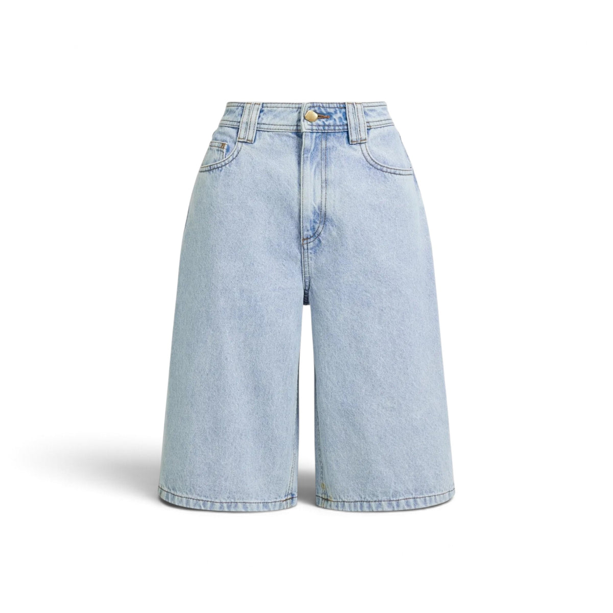 Aje Marlow Denim Bermuda Short Light Wash Blue Size AU16
