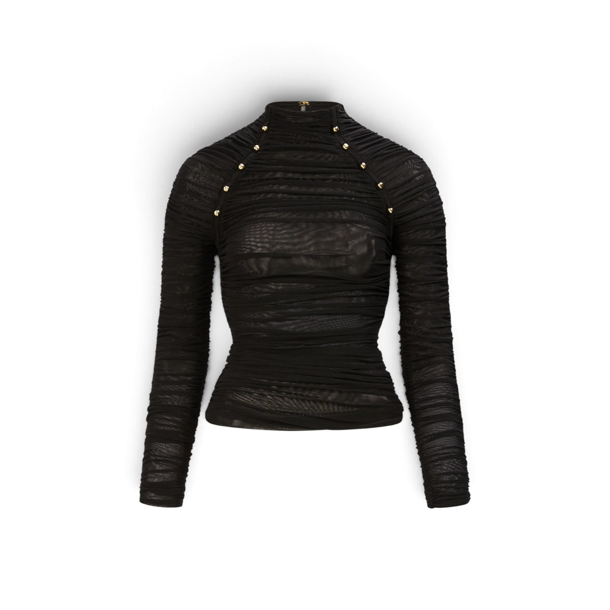 Aje Carline Gathered Mesh Top Black Size XL