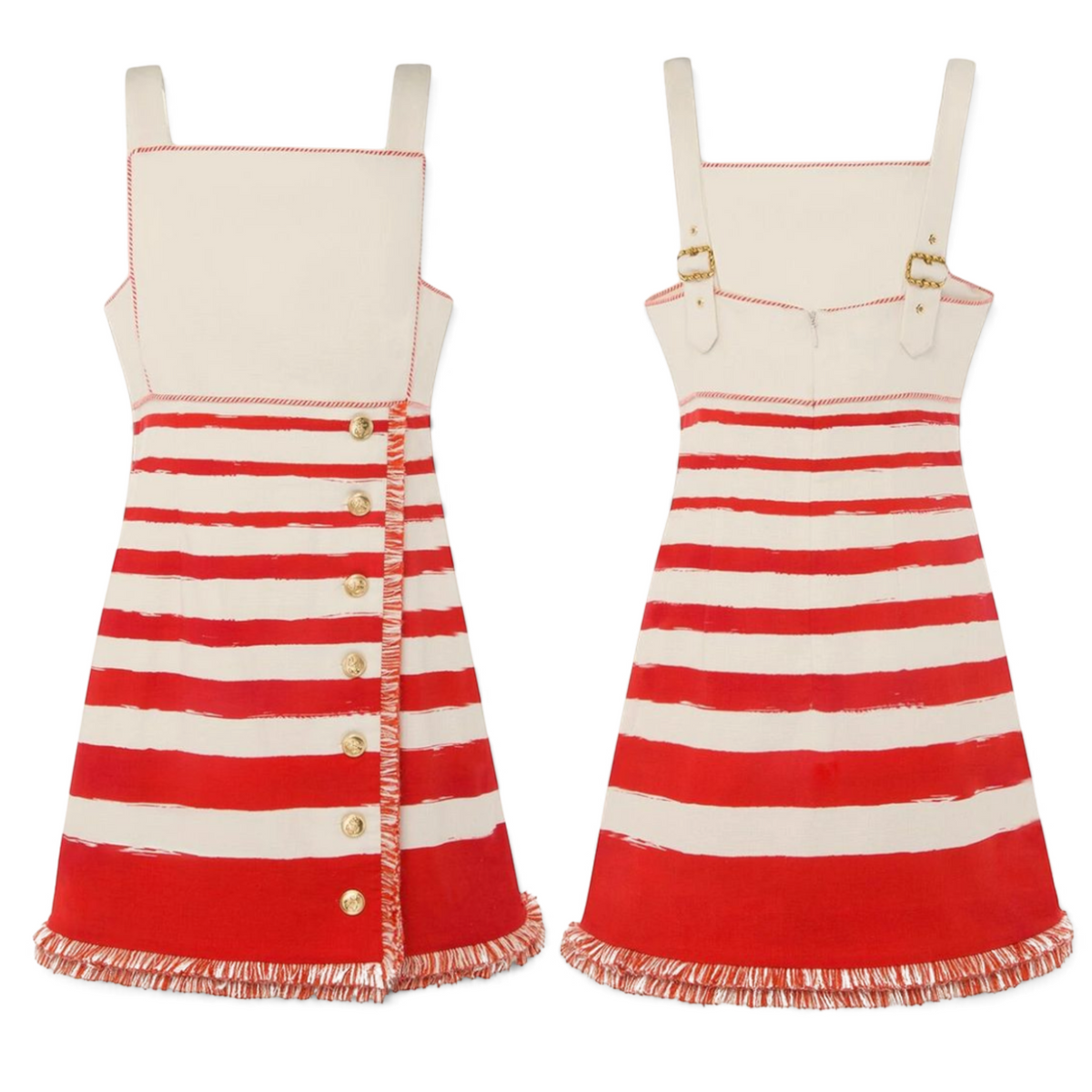Zimmermann Postcard Boat Neck Mini Dress Red White Stripe Size 0