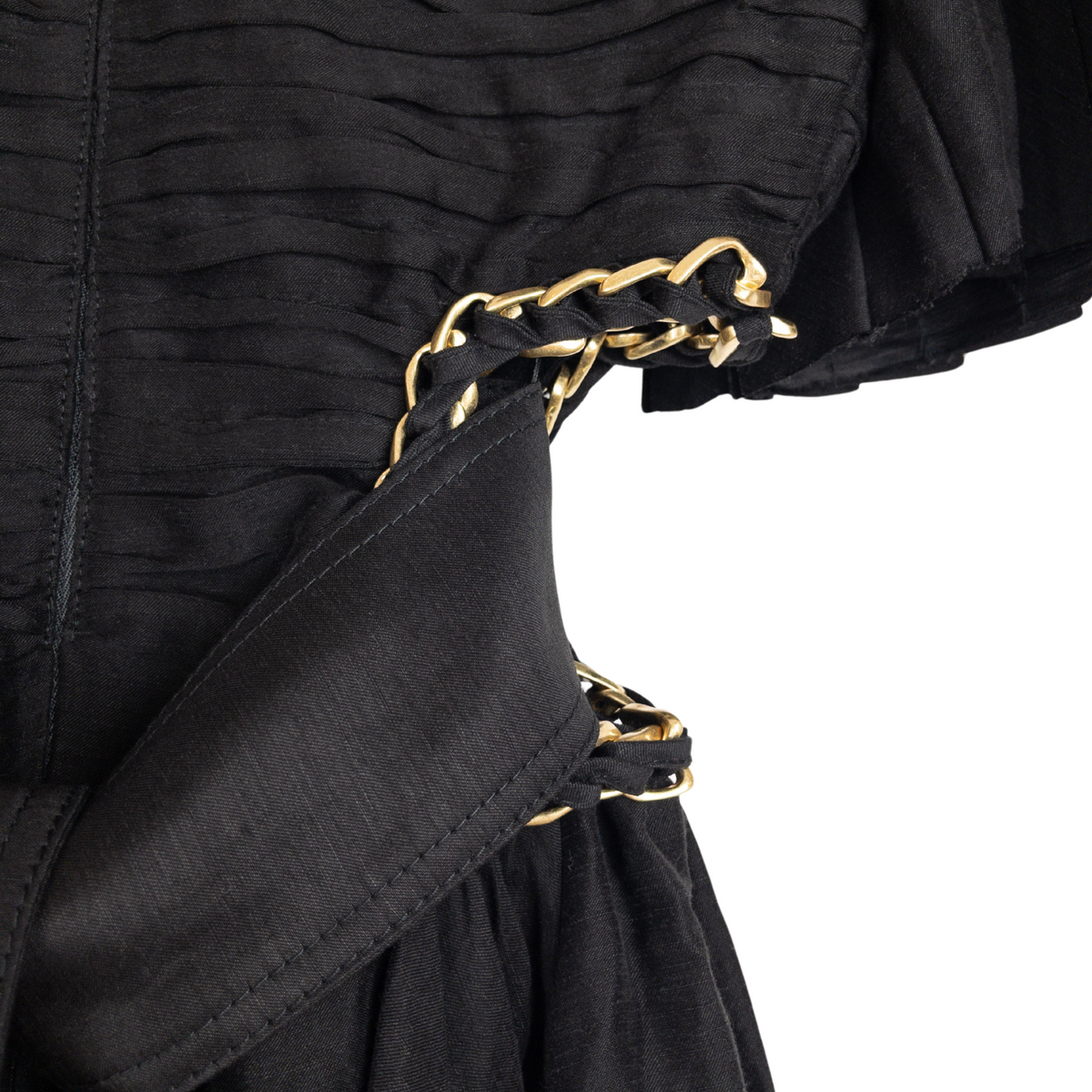 Aje Monica Chainlink Midi Dress Black Gold Details Size AU6
