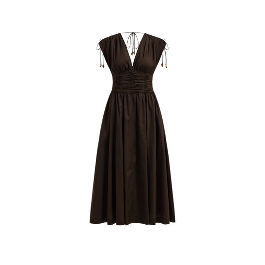 Aje Studio Laure Midi Dress Deep Chocolate Size AU8