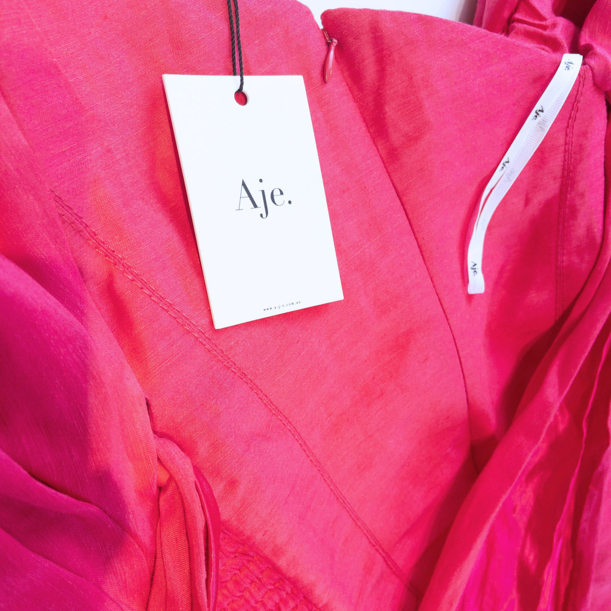 Aje Arista Tulip Sleeve Mini Dress Bougainvillea Red Pink Size AU6
