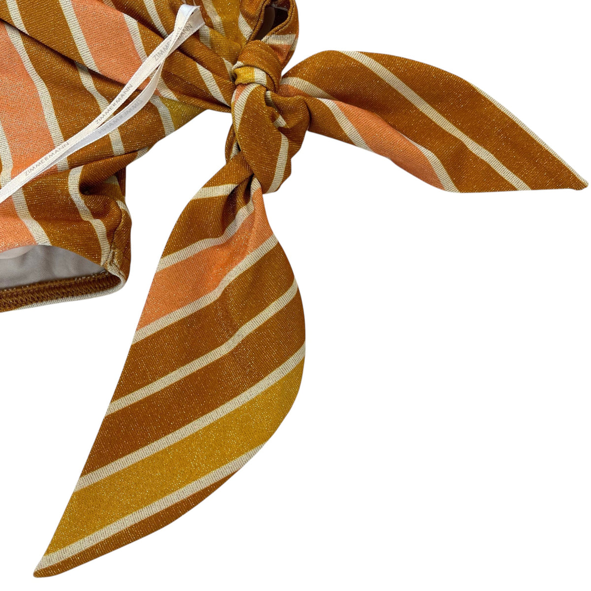 Zimmermann Lexi Metallic Scarf-Tie One Piece Caramel Lurex Multi Stripe Size 1