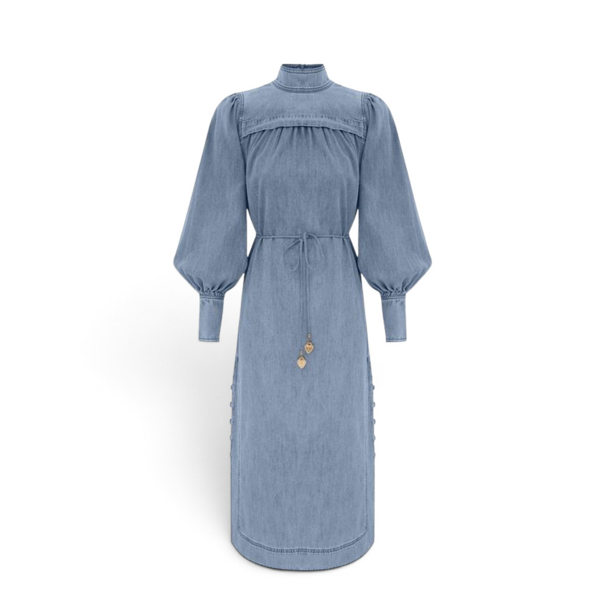 Zimmermann Crush Denim Midi Dress Blue Moon Size 1
