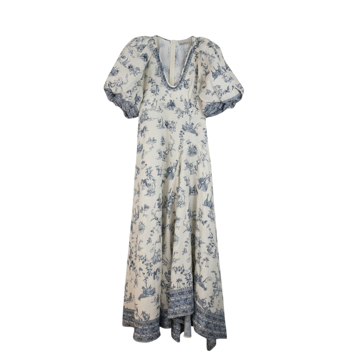 Alémais Casa Midi Dress Color Neutrals and Blue Print Size AU8