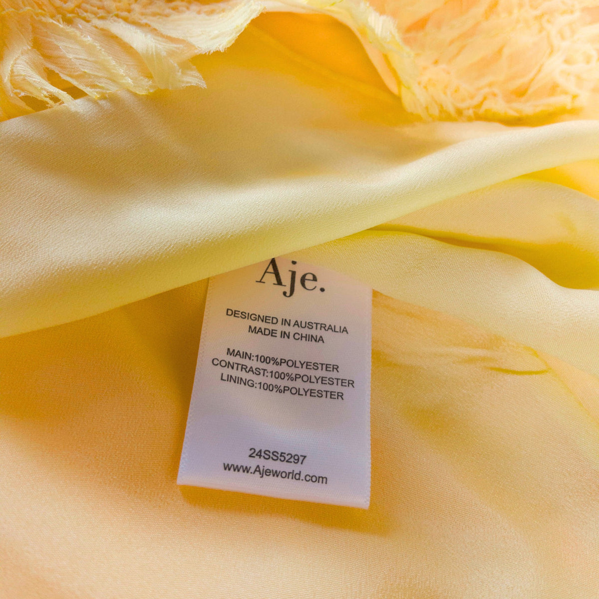 Aje Florential Mini Swing Dress Soft Yellow Size AU8