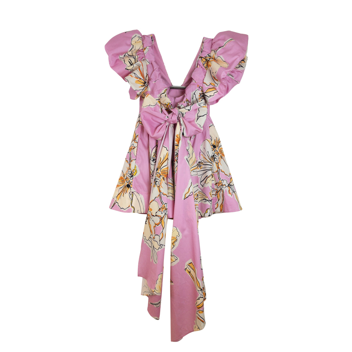 Aje Gretta Bow Back Mini Dress Pink Hibiscus Size AU8