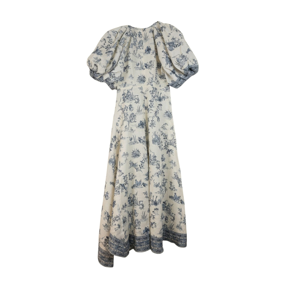 Alémais Casa Midi Dress Color Neutrals and Blue Print Size AU8