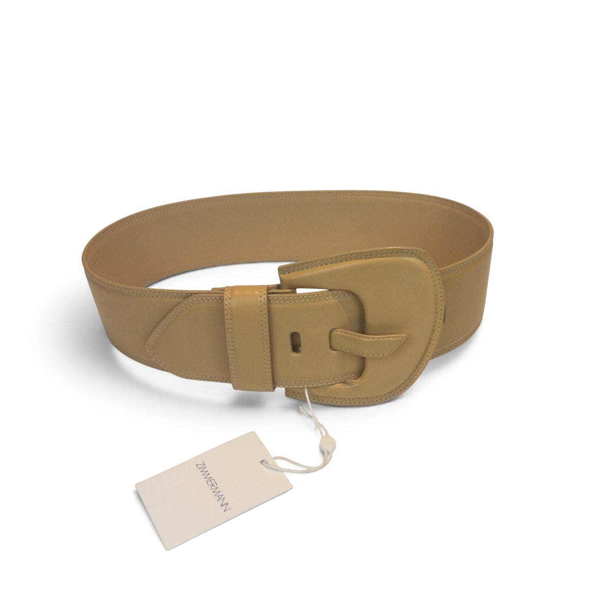 Zimmermann High Waist Leather Belt Sand S