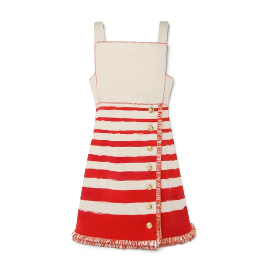 Zimmermann Postcard Boat Neck Mini Dress Red White Stripe Size 0