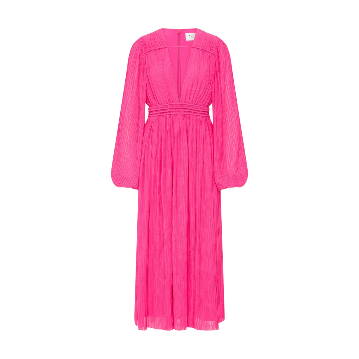 Aje Genevieve Pleated Midi Dress Azalea Pink Size AU8