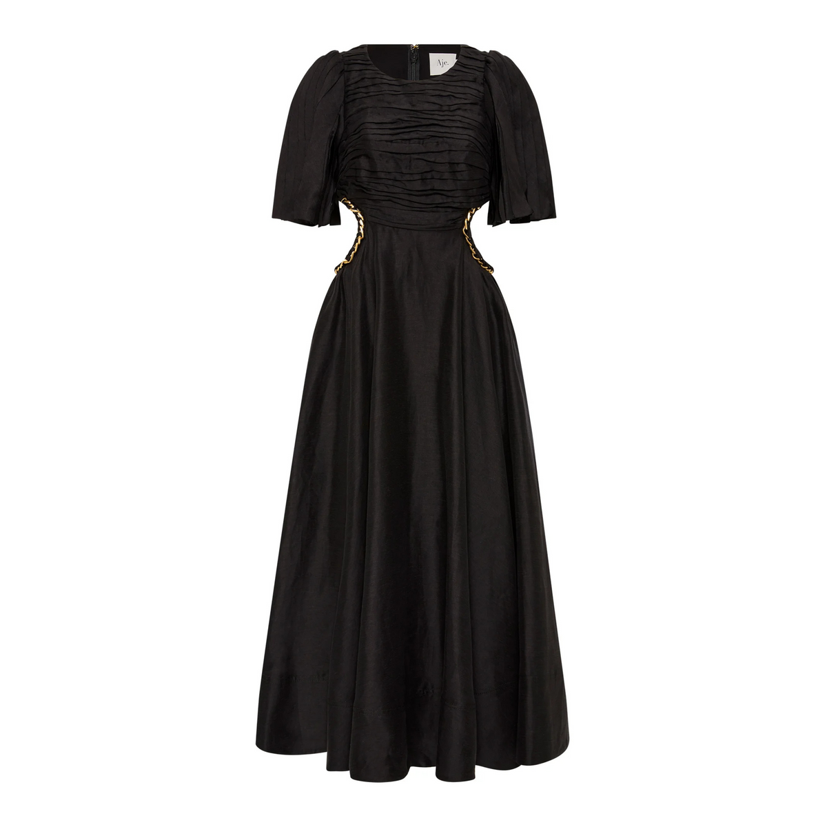 Aje Monica Chainlink Midi Dress Black Gold Details Size AU6