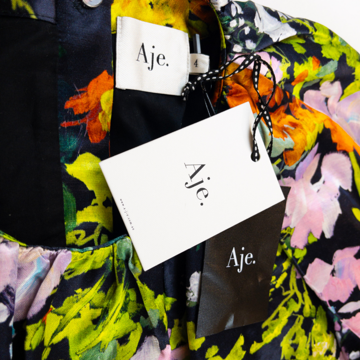 Aje Mimosa Cut Out Midi Dress Midnight Floral Size AU4