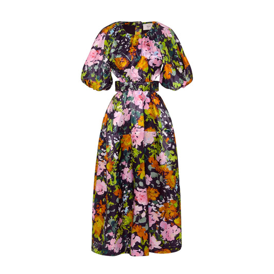 Aje Mimosa Cut Out Midi Dress Midnight Floral Size AU4