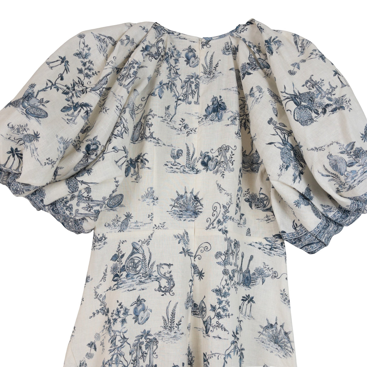 Alémais Casa Midi Dress Color Neutrals and Blue Print Size AU8