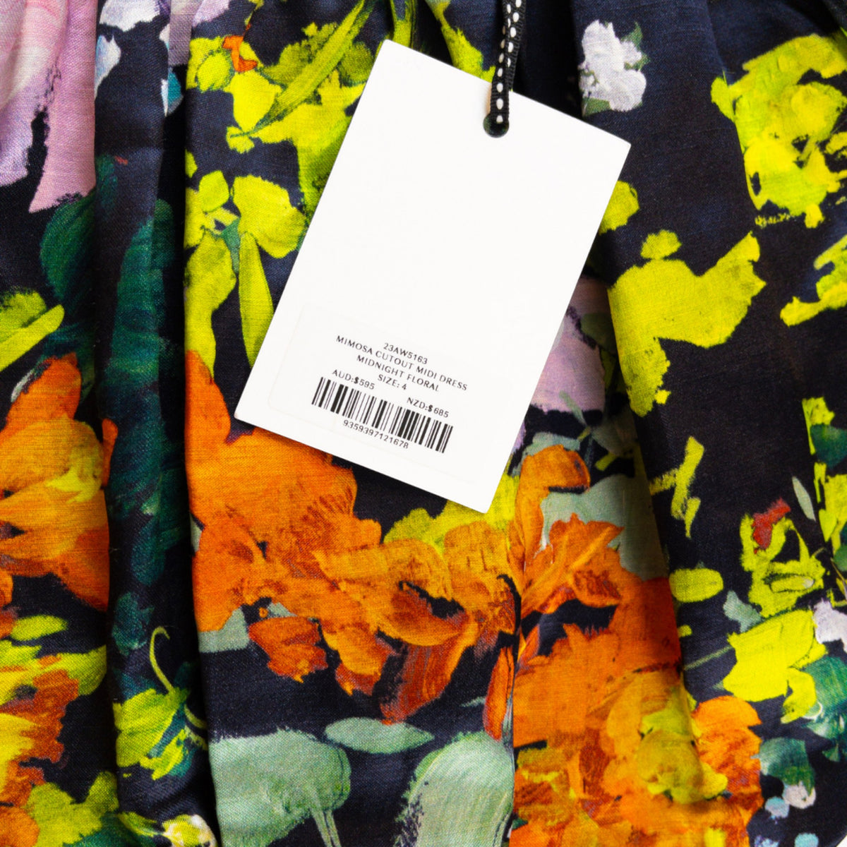 Aje Mimosa Cut Out Midi Dress Midnight Floral Size AU4