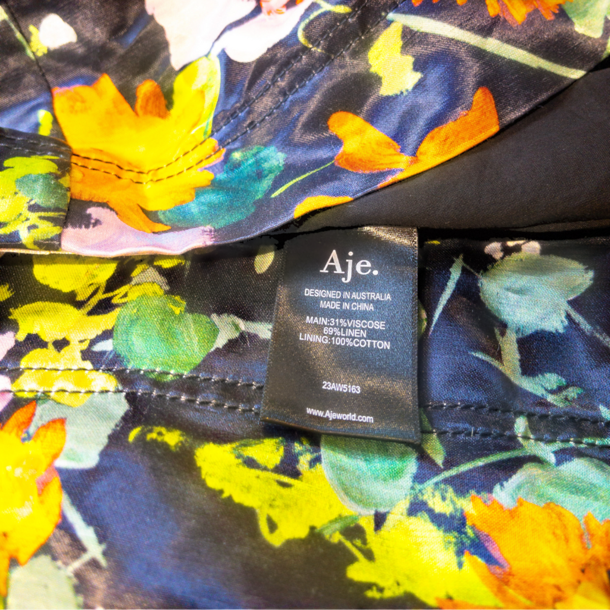 Aje Mimosa Cut Out Midi Dress Midnight Floral Size AU4