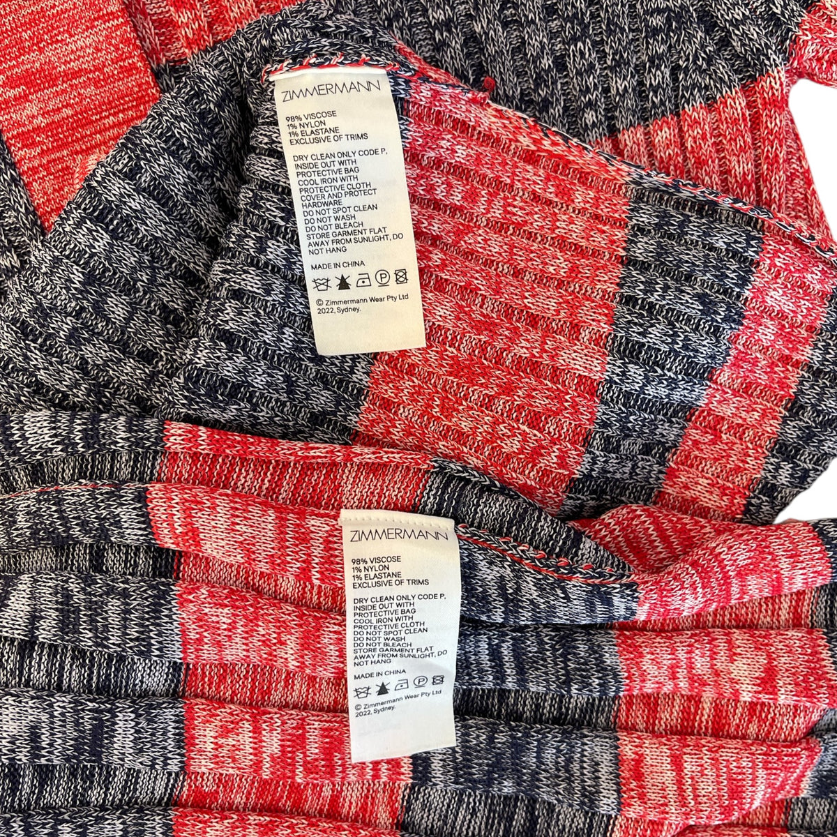 Zimmermann High Tide Rib Polo & Midi Skirt Set Marle Navy  Red Stripe  Top Size 0 & Skirt Size 1