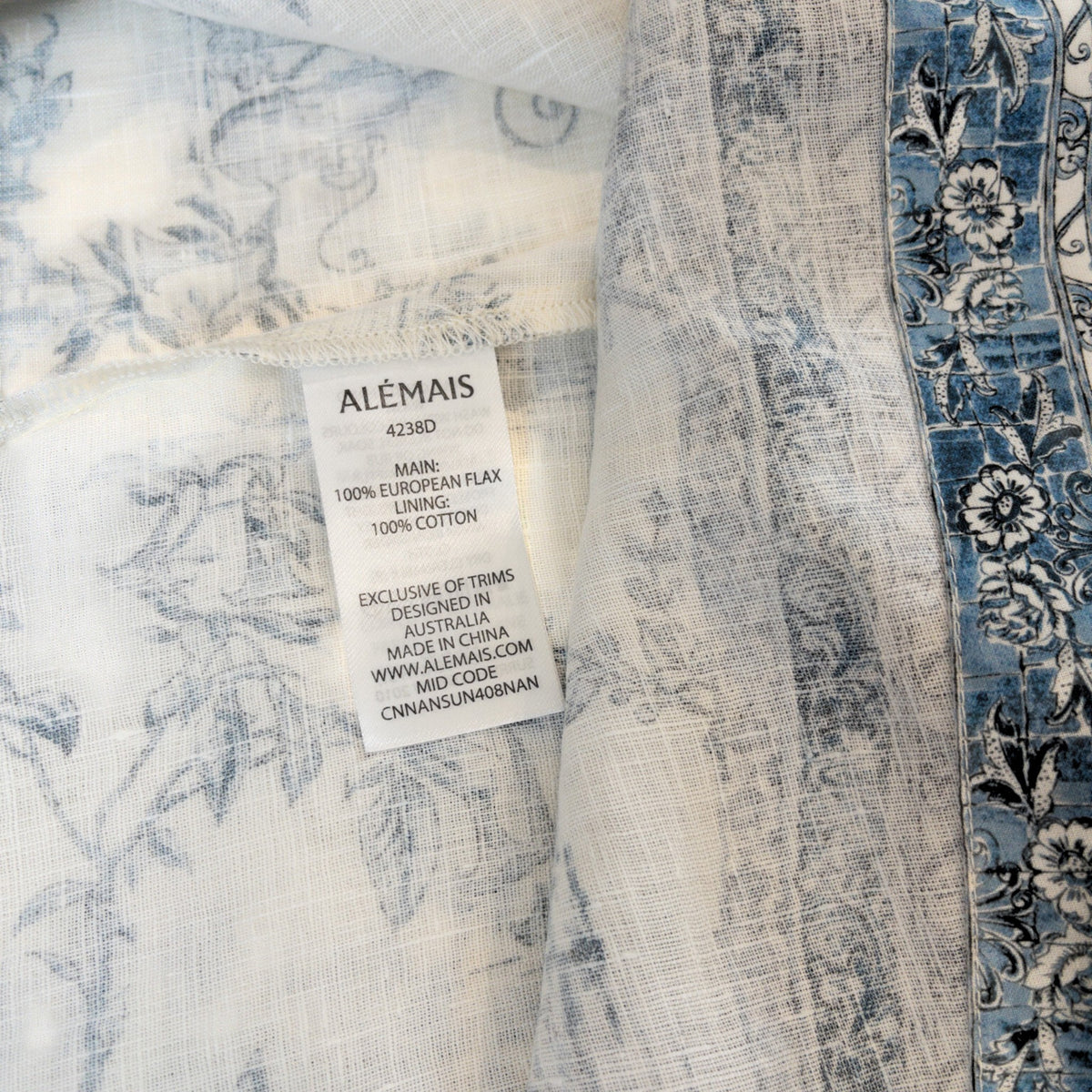 Alémais Casa Midi Dress Color Neutrals and Blue Print Size AU8