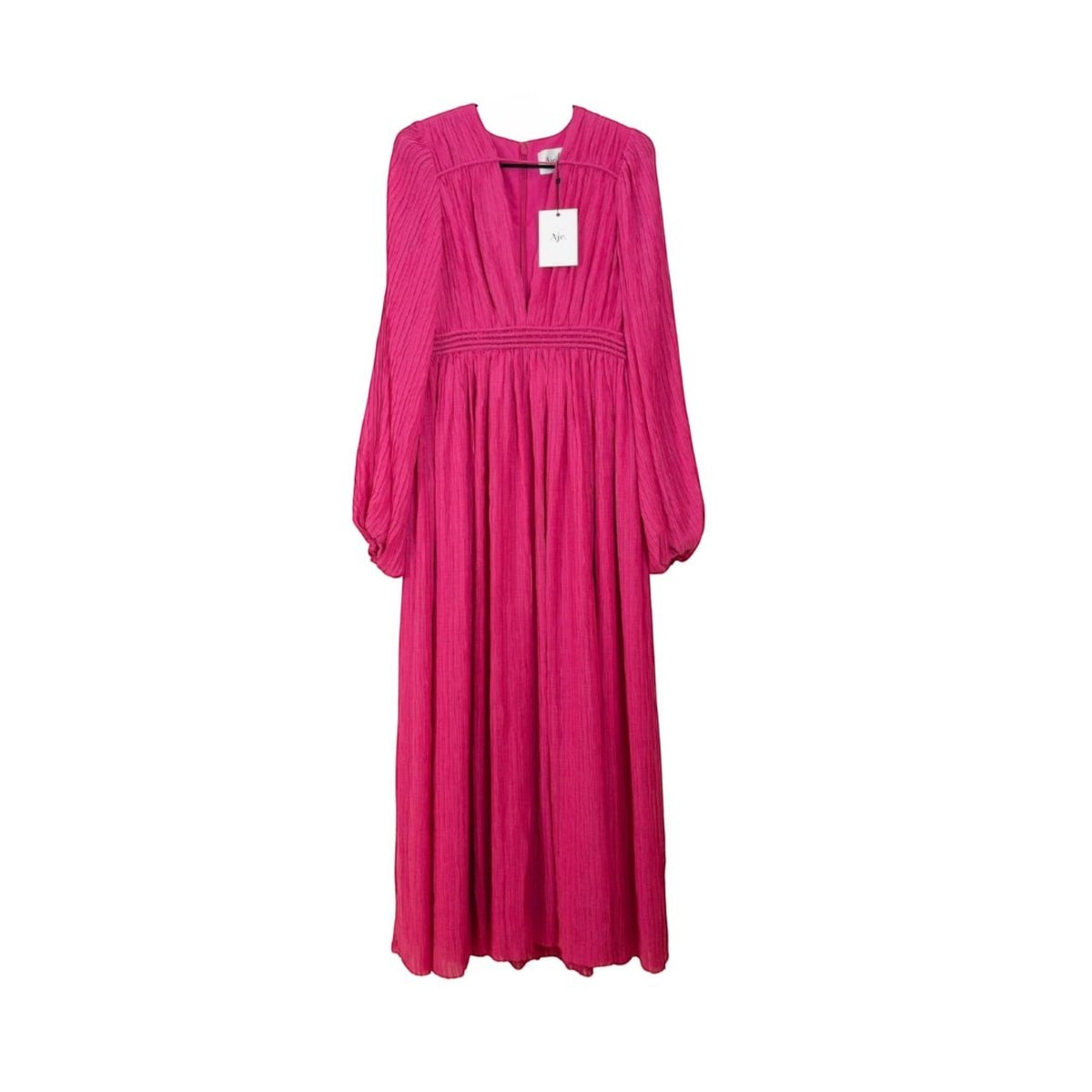 Aje Genevieve Pleated Midi Dress Azalea Pink Size AU8