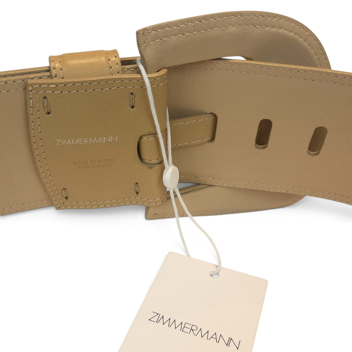 Zimmermann High Waist Leather Belt Sand S