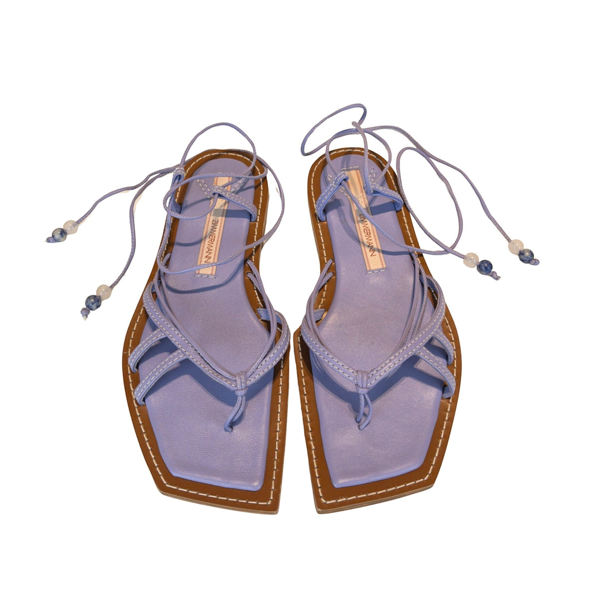 Zimmermann Flat Sandals Skinny Strap Tie Lilac Size EU 38