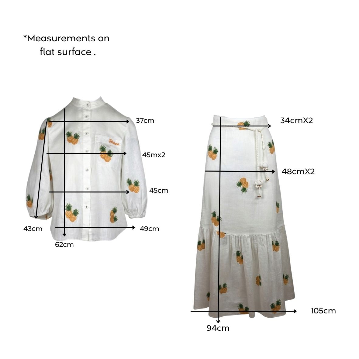 Zimmermann Riders Pineapple Embroidery Linen Shirt & Skirt Set Ivory Size 0