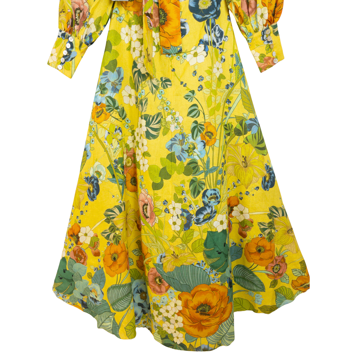 Alémais Cresida Cutout Midi Dress Yellow Floral Print Size AU8