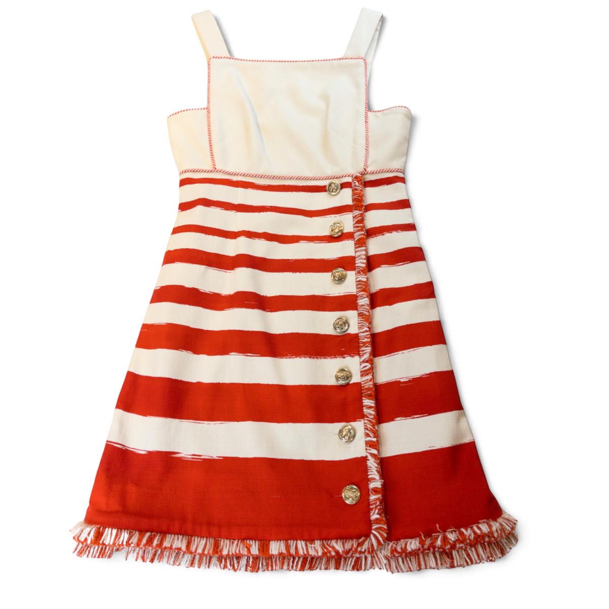 Zimmermann Postcard Boat Neck Mini Dress Red White Stripe Size 0