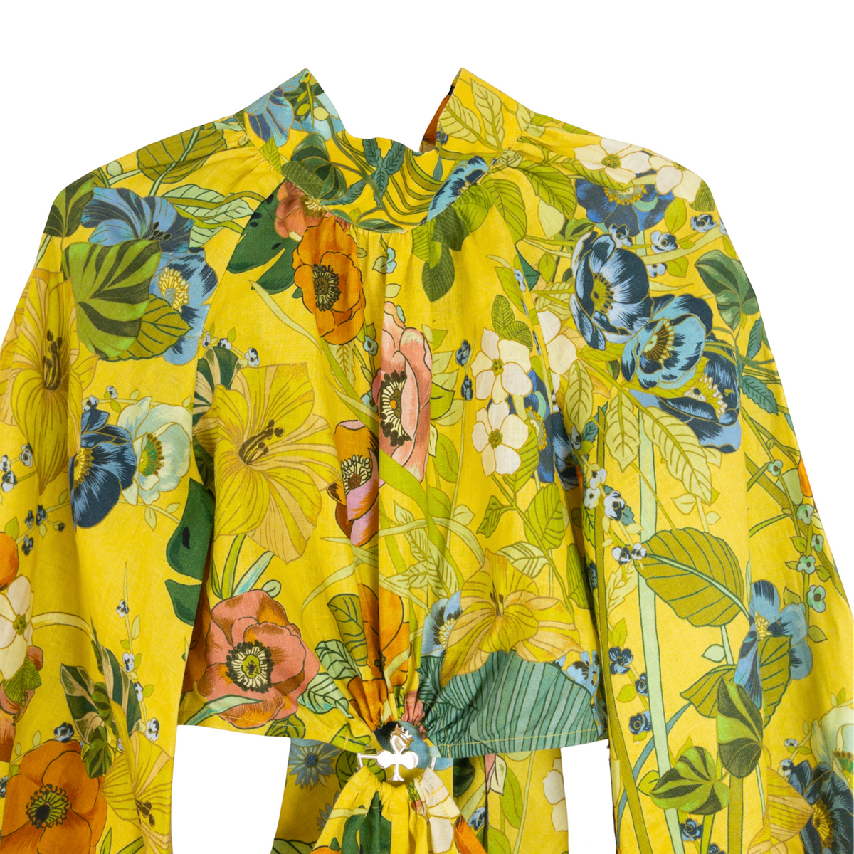 Alémais Cresida Cutout Midi Dress Yellow Floral Print Size AU8