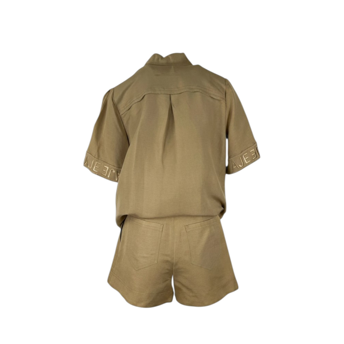 Aje Linen Blend Shirt & Tailored Shorts Set Khaki AU8 Pre-loved