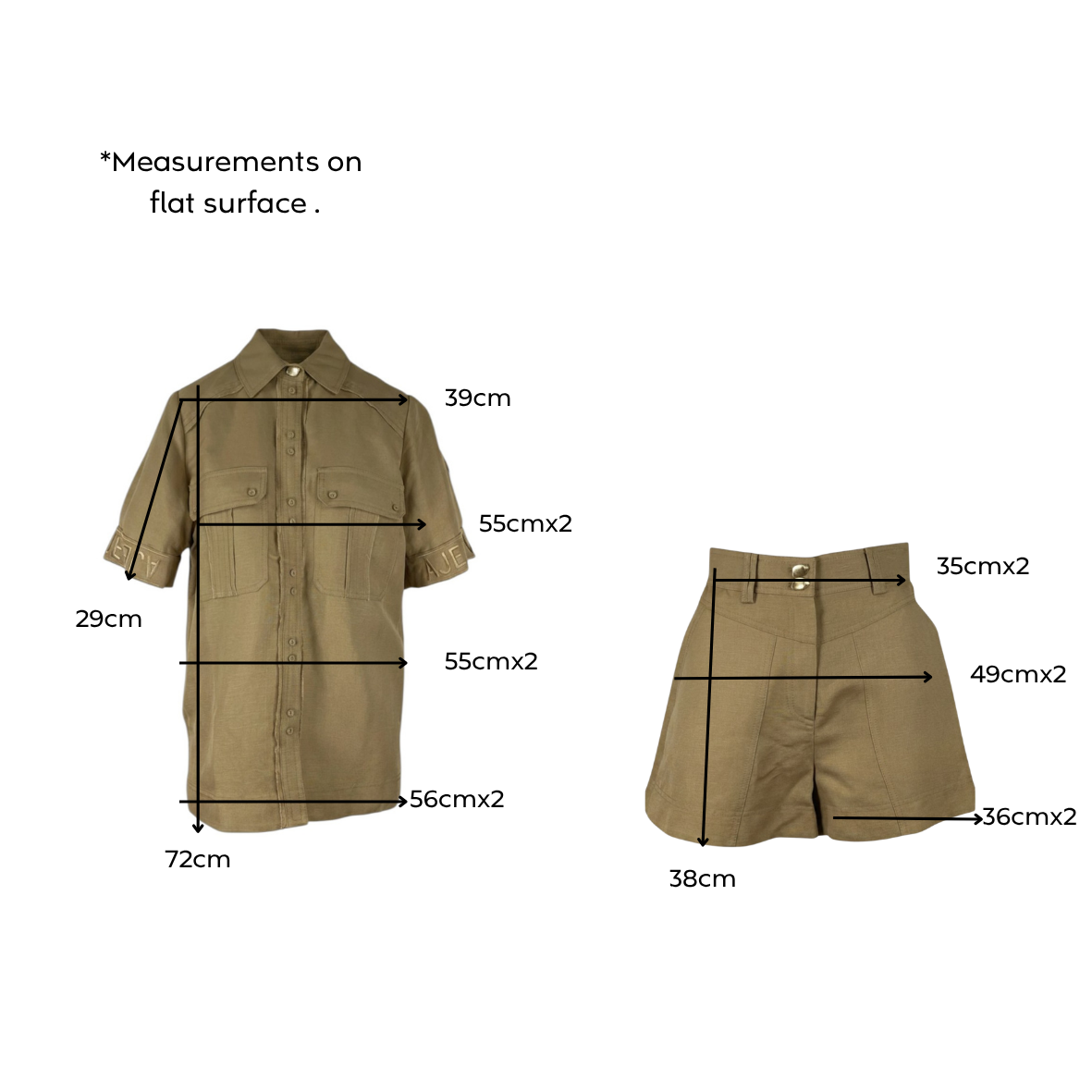 Aje Linen Blend Shirt & Tailored Shorts Set Khaki AU8 Pre-loved