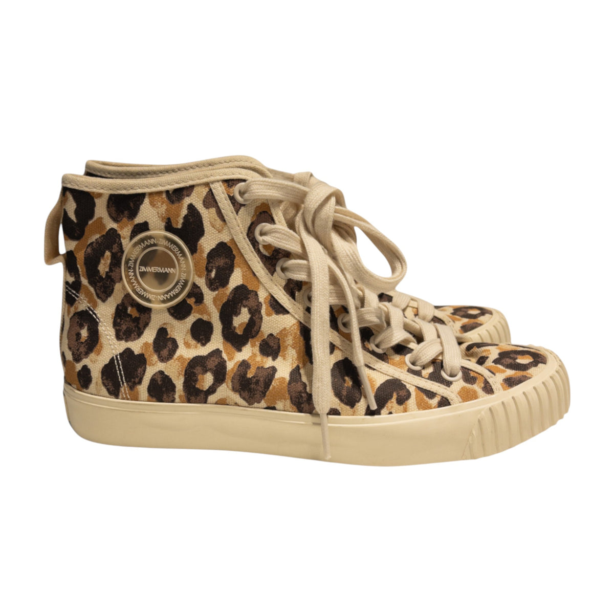 Zimmermann High-Top Sneakers Caramel Leopard Print Size EU 38
