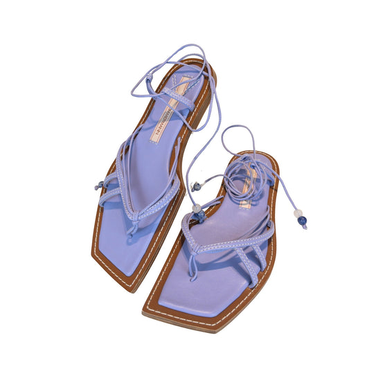 Zimmermann Flat Sandals Skinny Strap Tie Lilac Size EU 38