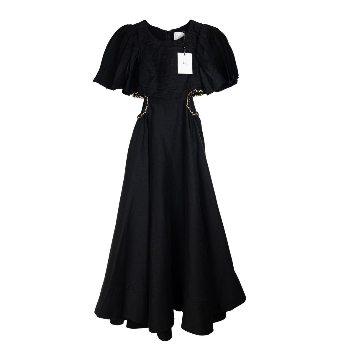 Aje Monica Chainlink Midi Dress Black Gold Details Size AU6