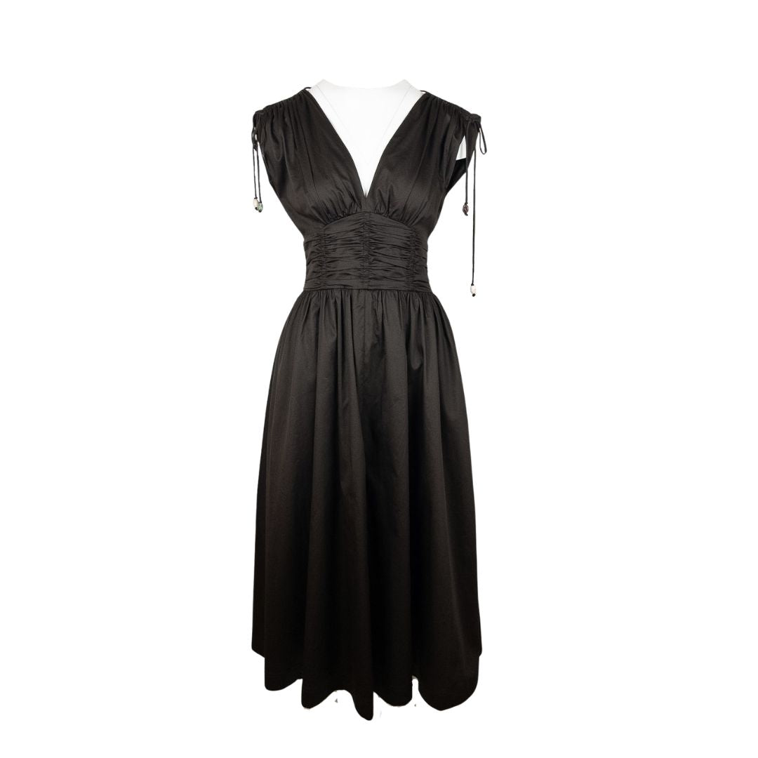 Aje Studio Laure Midi Dress Deep Chocolate Size AU8