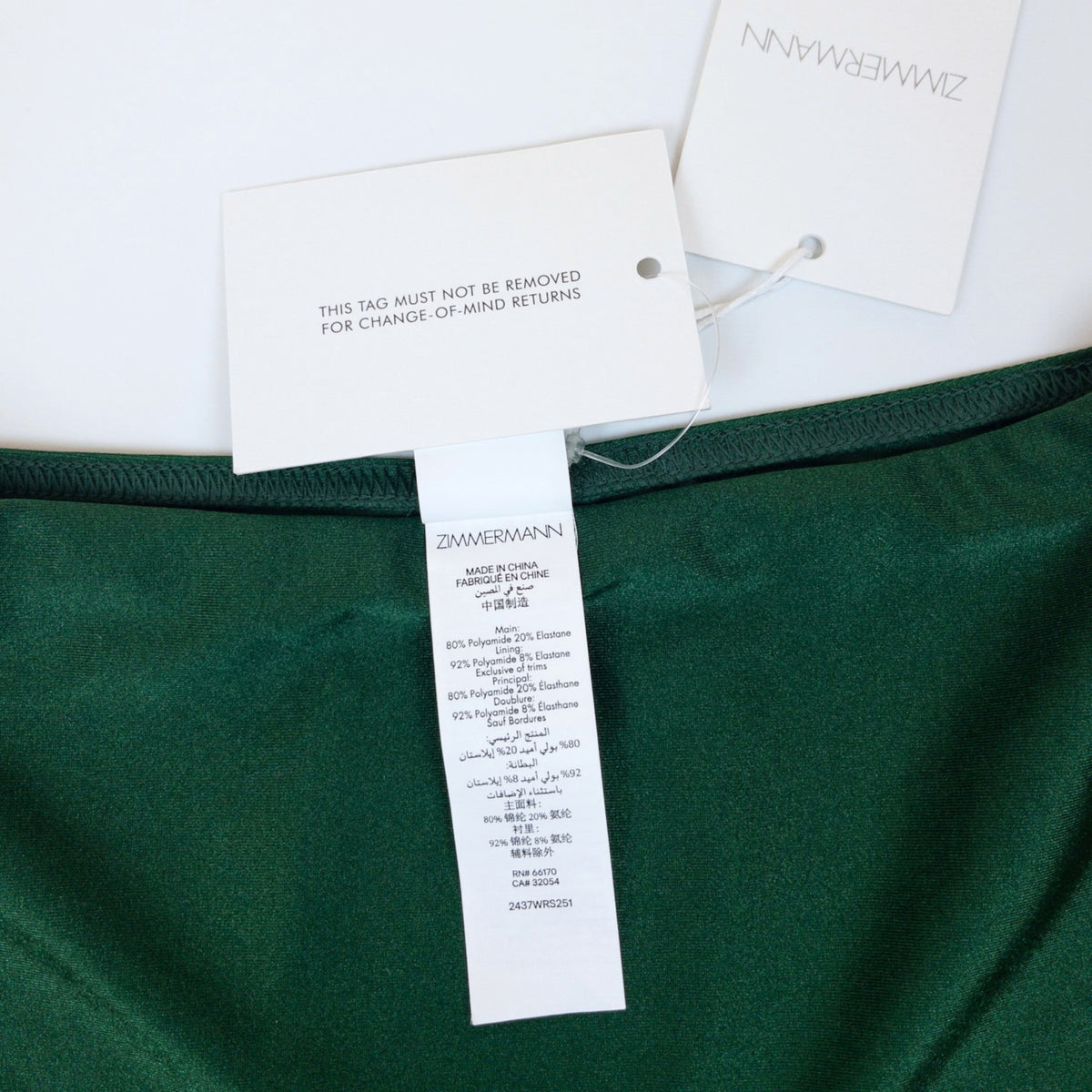 Zimmermann Wylie Plunge Wire Bikini Emerald Size 0