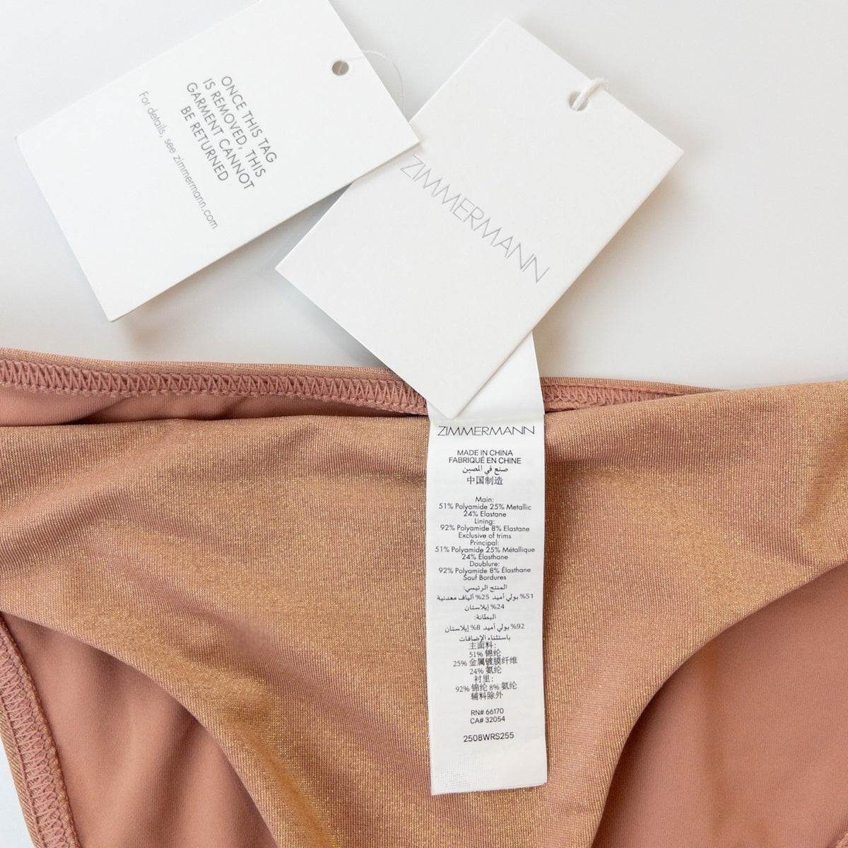Zimmermann Everley Metallic Bikini Set Rose Size 1
