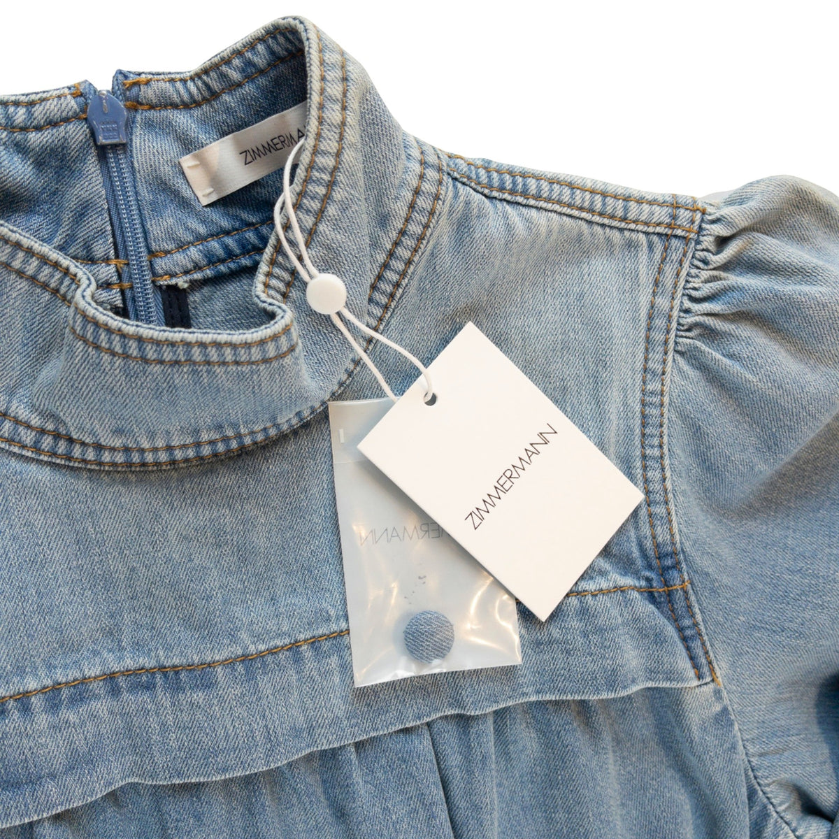 Zimmermann Crush Denim Midi Dress Blue Moon Size 1