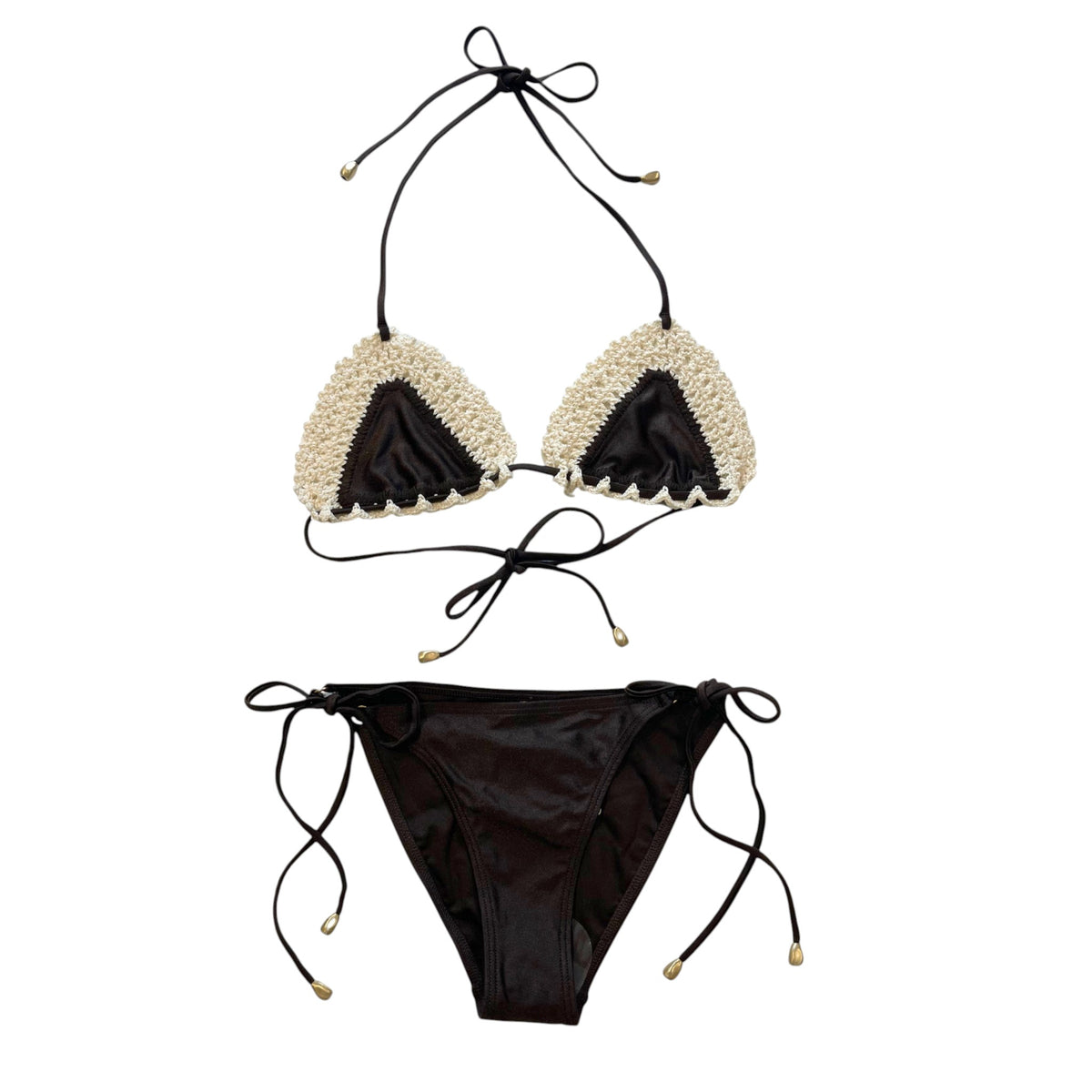 Zimmermann Acacia Crochet Tri Bikini Chocolate Size 1