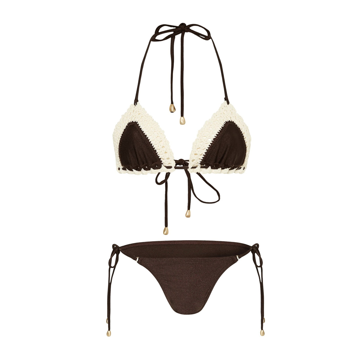 Zimmermann Acacia Crochet Tri Bikini Chocolate Size 1